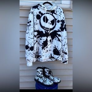 NBC Jack Skellington Hoodie 3X With Matching Combat Boots Woman’s 8